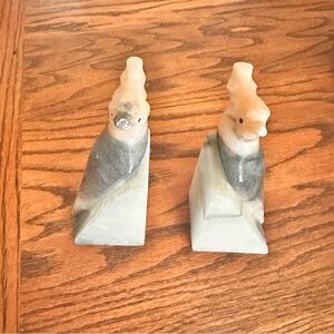 Vintage alabaster marble bird book ends made in Italy